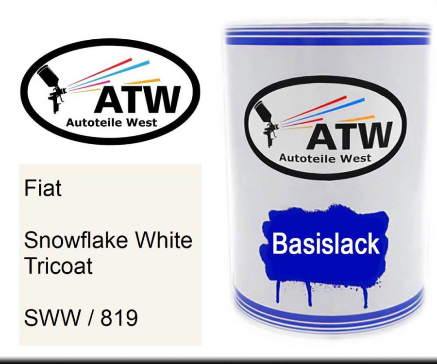 Fiat, Snowflake White Tricoat, SWW / 819: 500ml Lackdose, von ATW Autoteile West.